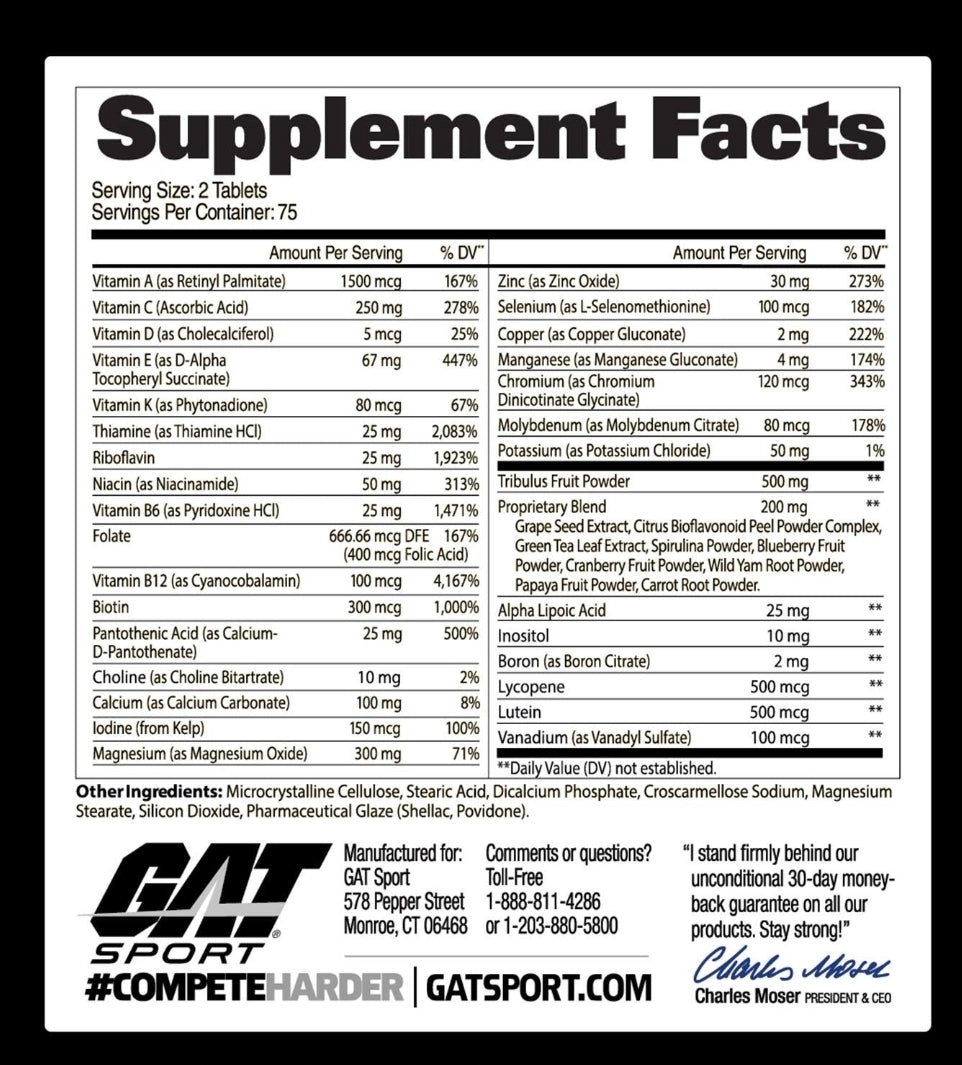 GAT MULTI VITAMIN + TEST 60 CT