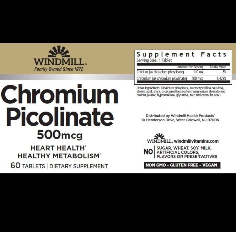 WHP CHROMIUM PICOLINATE 500MG 60CT